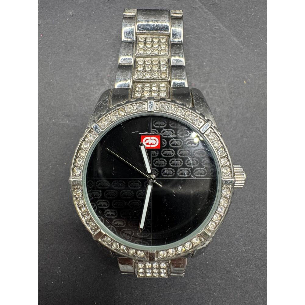Marc Ecko Men's E8M049MV Stone On Metal Watch Silver Tone Black Dial 42mm